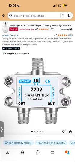 New  2 Way Coaxial Cable Splitter
