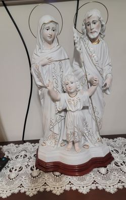 Holy Family Religious Statue with Gold Accents