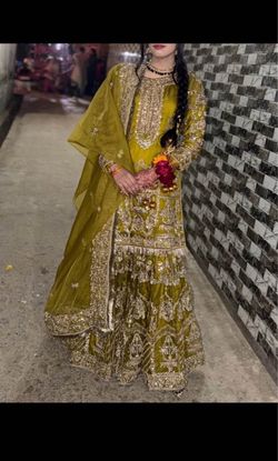 Bridal Mehndi Sharara Suit with Dupatta
