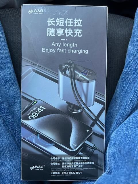 4 IN 1 Retractable Car Charger Cable Dual Port USB C PD Fast Charging Adapter