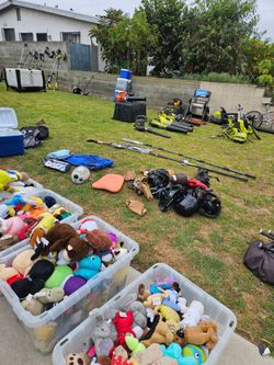 Tools toys clothes.  Weeders. Bobbleheads