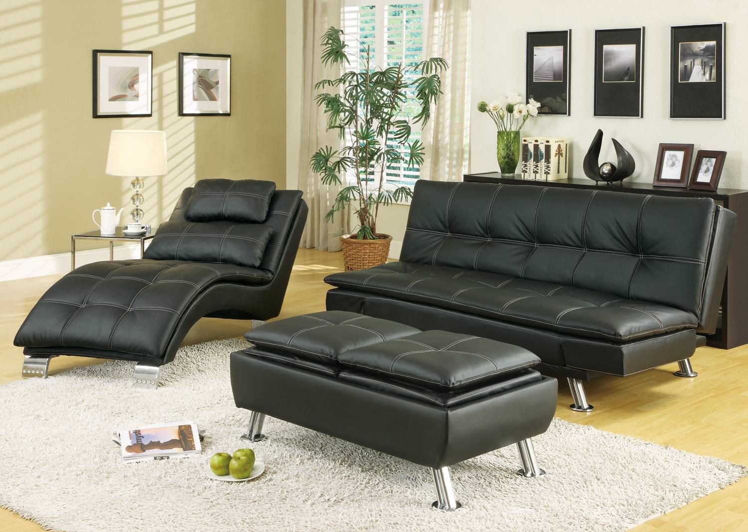 Futon sofa black leather Faux NEW in box Pay Later Option Black Sofa Bed Sleeper, Pay Later Option