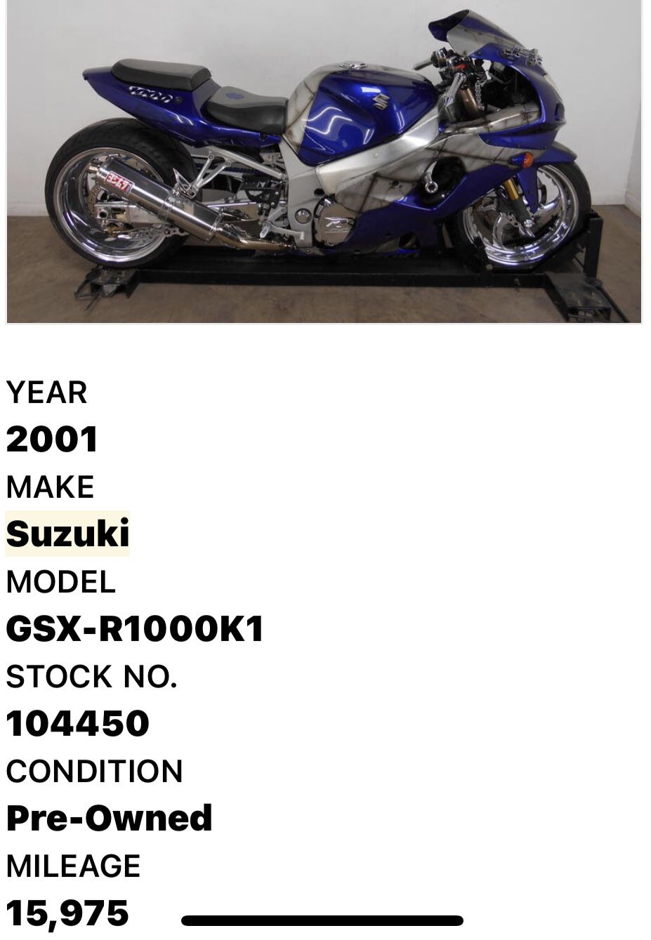 Photo Super custom Suzuki 1000 With Hydraulics