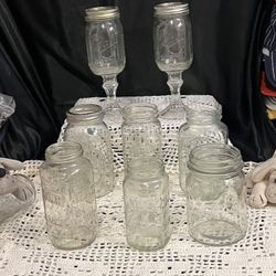 Set Of 8 Vintage Jars Glass. Made In  U. S. A