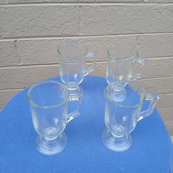 4 TUMBLERS,  CLEAR GLASS 