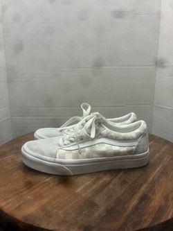 White black vans checker pattern