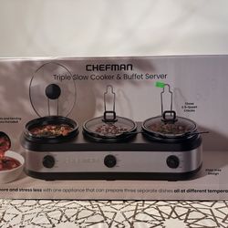 Chefmanw Triple Slow Cooker & Buffet Server