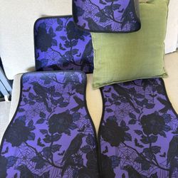 Gothic Rose Raven Purple Print Car Floor Mats Halloween Print Front & Rear Automotive Mats 4 Pieces Universal Fit