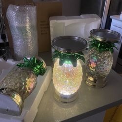 Bath & Body Works Pineapple Glitter Globe Candle Pedestals 