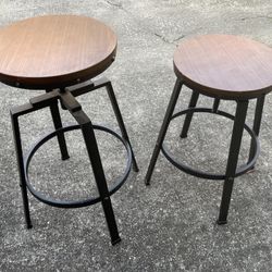 Stool - 2-Lewiston Adjustable Swivel Industrial Stools 24 3/4" H, 14" W.