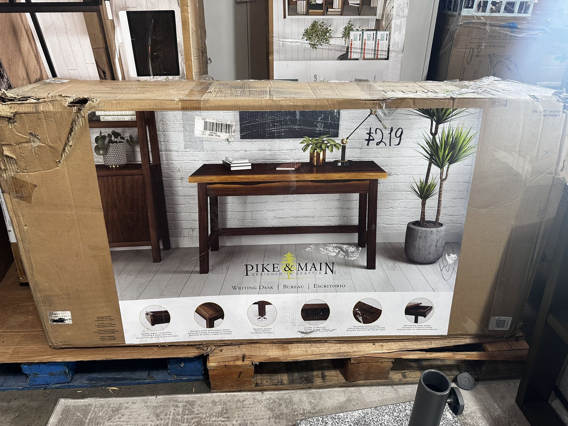 Pike & Main Solid Wood Writing Desk β Home Office Furniture β Clearance Sale!