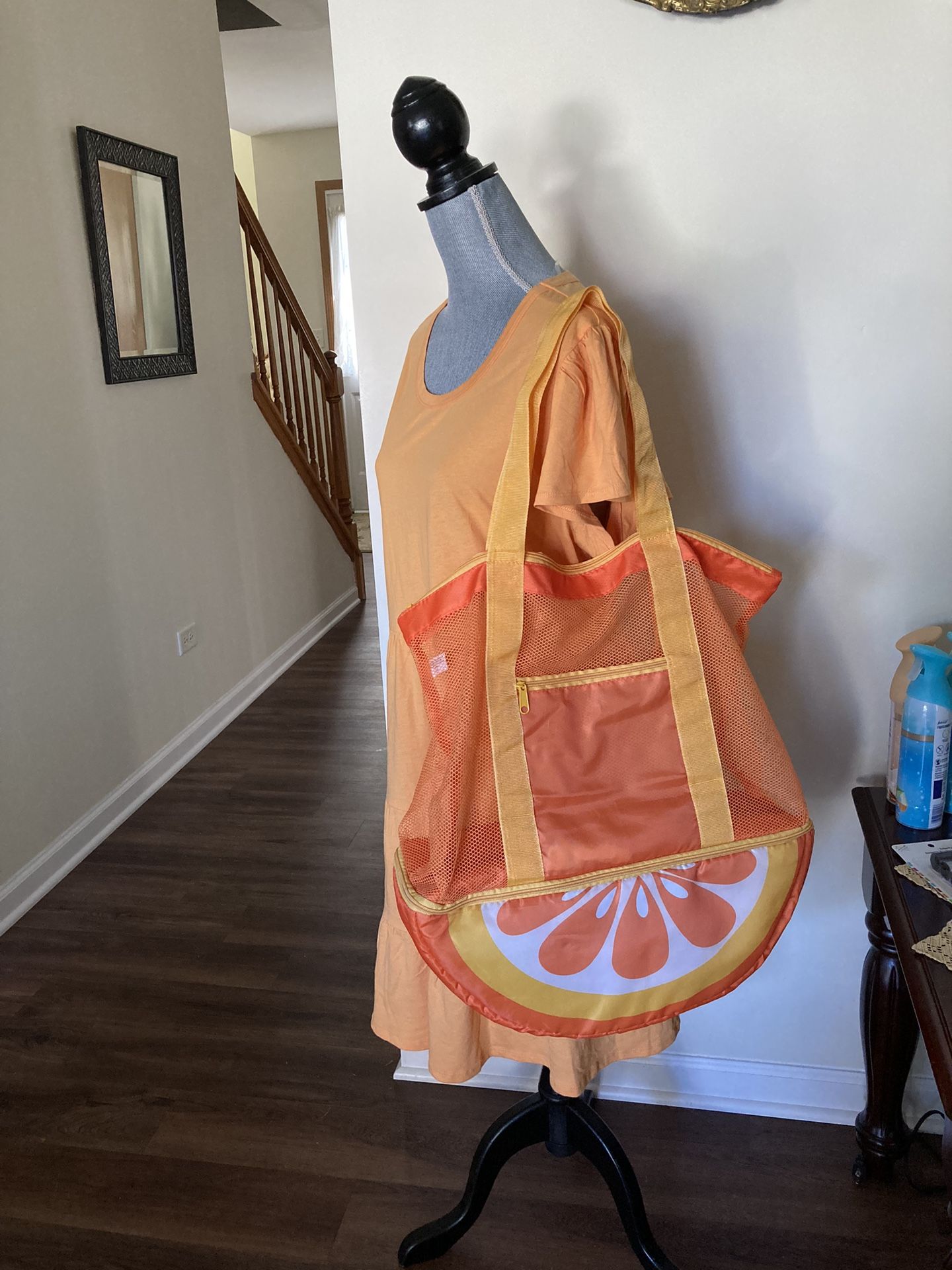 100% Cotton Sundress Size Xl ,With Beach Bag