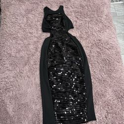 ASOS Petite Black Sequin Cut Out Midi Dress