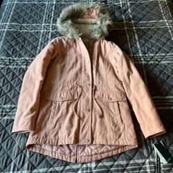 Pink Faux Fur Parka Jacket