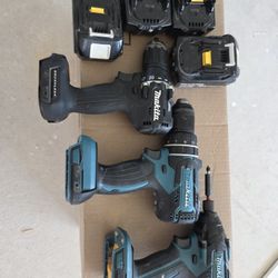 Makita impact, hammer drill, batteries 
