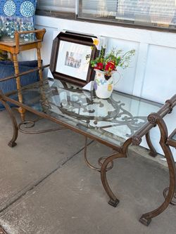 Wrought Iron Glass Top  Coffee Table