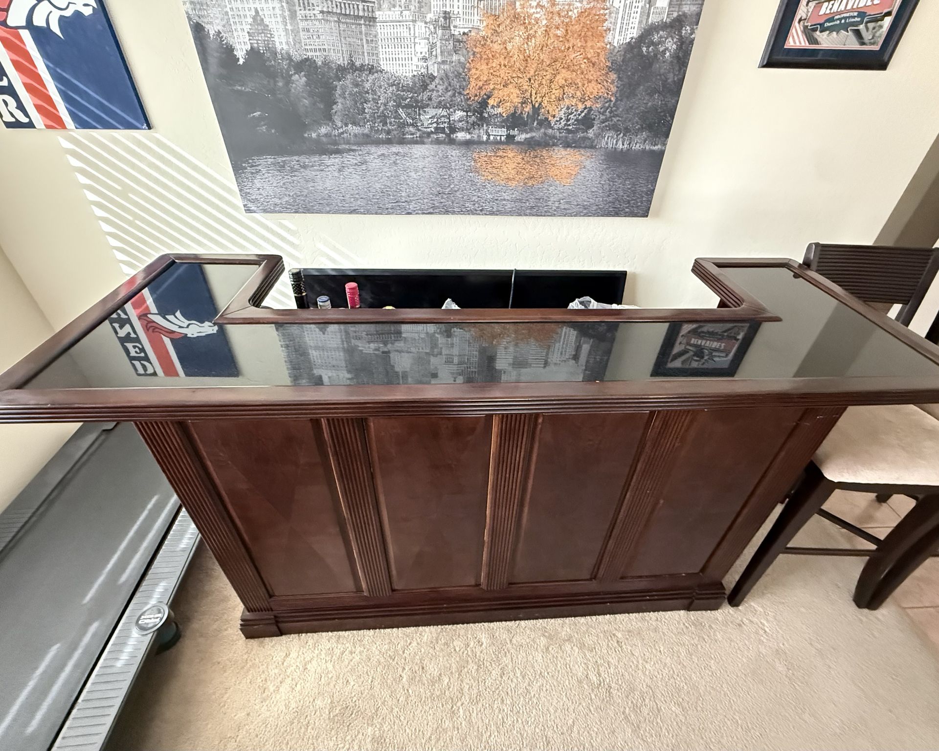 Bar table with glass top