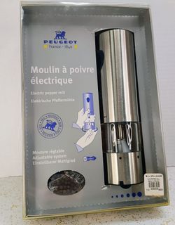 Peugeot Elis Stainless Electric Pepper Mill with 'U-Select' Made in France *NEW IN BOX*