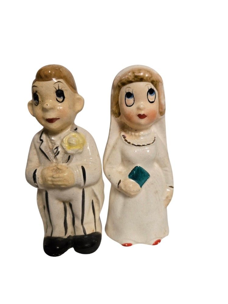 Vintage 1950s before and after wedding new baby salt and pepper shakers