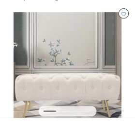 Creamy White With Gold Bench Decor
