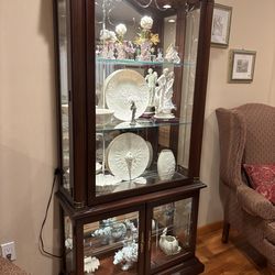 Mahogany glass curio , china cabinet , glass shelves beautiful piece