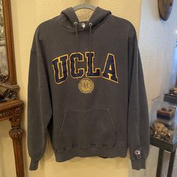 Vintage CHAMPION Gray UCLA Embroidered Hoodie Sweatshirt Size Large-Unisex