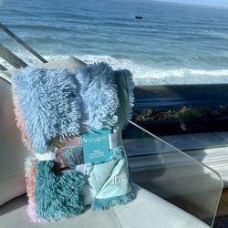 UGG Laney Striped Shaggy Faux Fur Throw MSRP $60