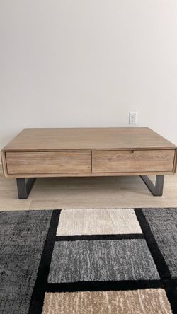 Rustic Coffee Table with 4 Storage Drawers
