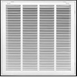 20" X 20" Steel Return Air Filter Grille for 1" Filter - Easy Plastic Tabs for Removable Face/Door - HVAC Duct Cover - Flat Stamped Face - White [Oute