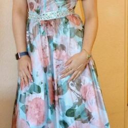 Women's Floral  Floor Length  Halter Dress