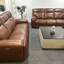 Furniture- Zero Gravity 100% Real Leather Power Recliner Sofa- Varsani
