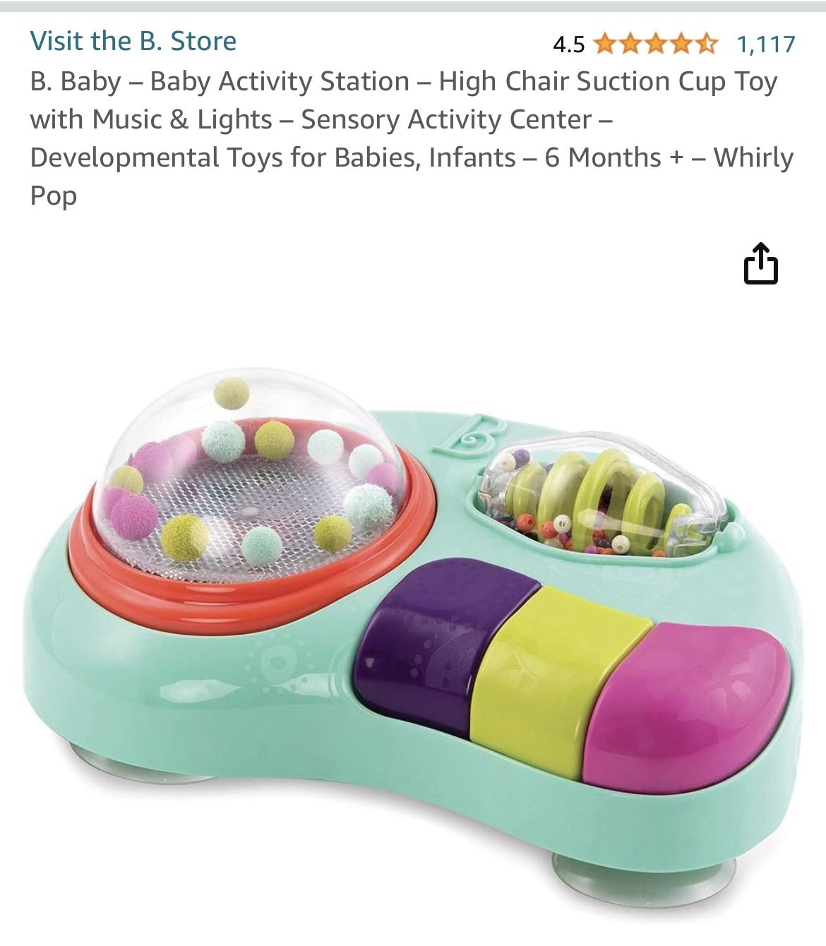 Like New B. Baby Suction Cup High chair Toy