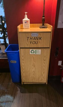 Wooden trash can for business use