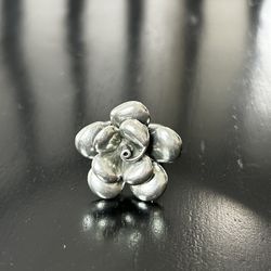 Vintage Wild Flower Sterling Silver Ring Adjustable Size 8