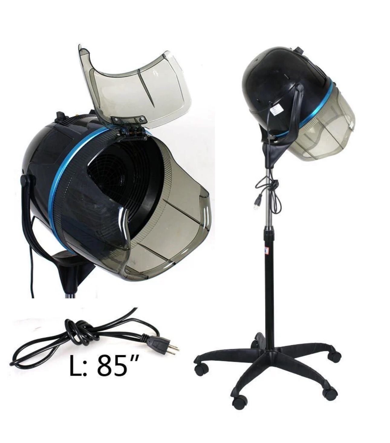 Stand Up Hair Dryer 1300W Adjustable Floor Hooded Bonnet Hair Dryers with Rolling Wheels Professional Salon Equipment for Beauty Home Hair Drying