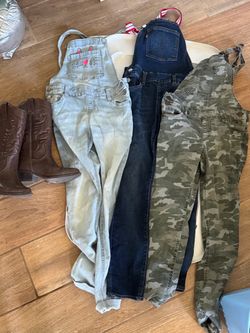 Girls Overalls Bundle Set of 3 justice and Levi size 10 boots size 3y