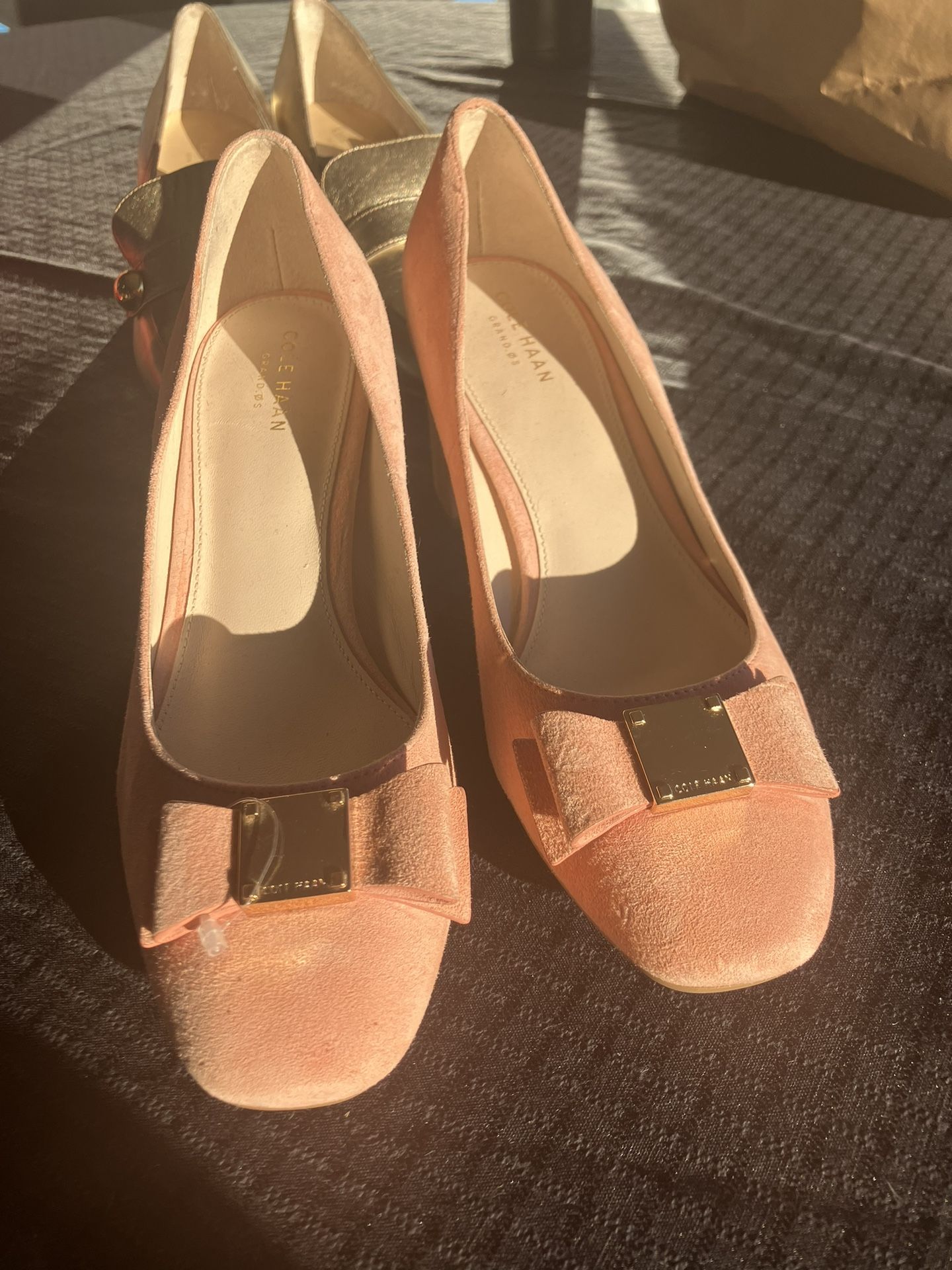 Cole Haan Square Heel Pink Suede Size 8.5
