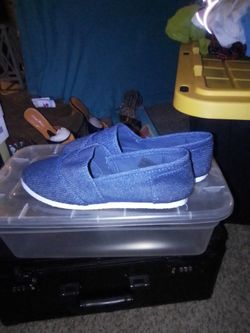 Blue canvas slip on shoe