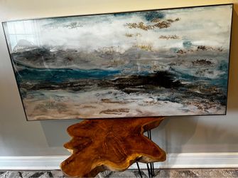 Contemporary Abstract Painting Blues, Gold & Brown