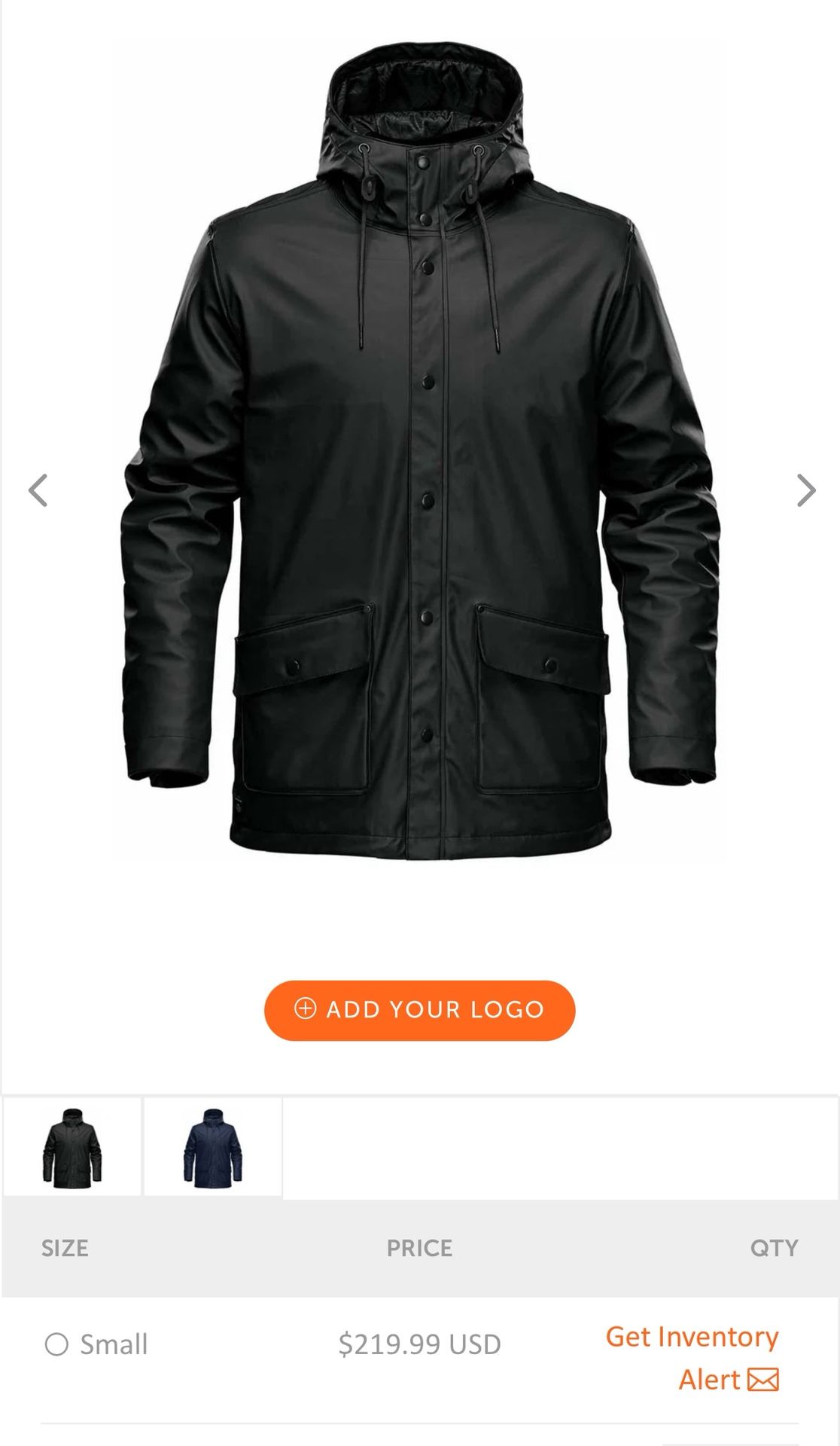 Stormtech Men's Black Waterfall Insulated Rain Jacket