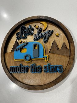 Wooden Sign Decor Art Camping Outdoors