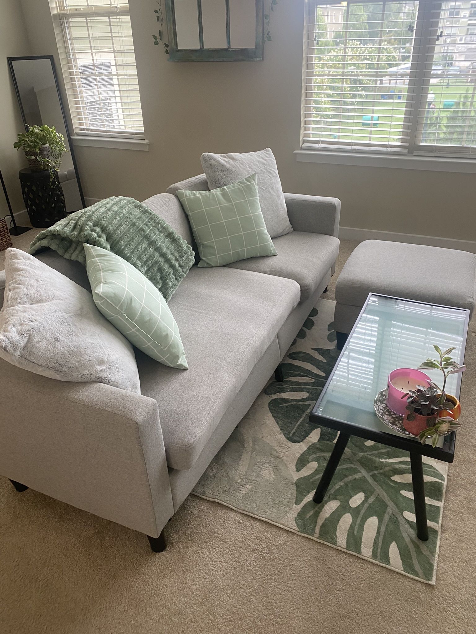 76” Sectional with Storage Ottoman