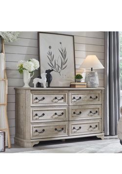 6-Drawer Farmhouse Wood Dresser