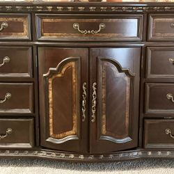Stunning Solid Cherry Wood Dresser Armoire With Cabinets And Jewelry Drawer. 