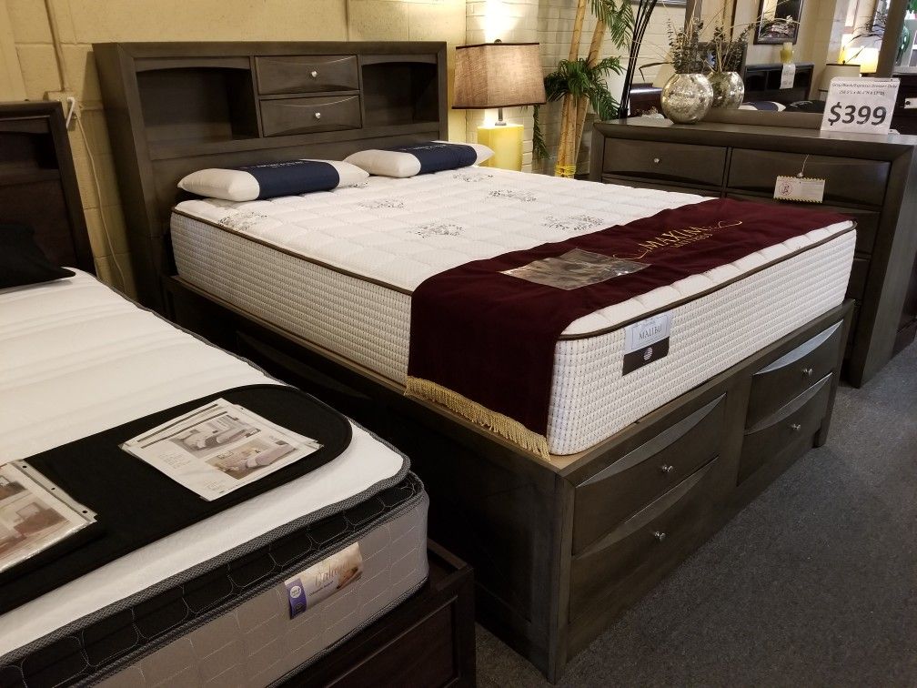 Brand new grey queen captain bedframe