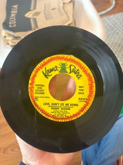 1967 vinyl 45 RPM single of "Love, Don't Let Me Down" by Bobby Bloom on the Kama Sutra label (catalog number KA223), marked as a special disc jockey p