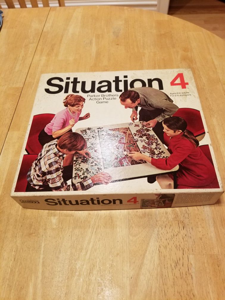 Vintage 1968 Parker Bros Situation 4 Action Puzzle Board Game