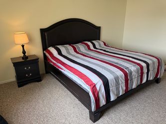 California King Bed Frame + Matching Nightstand