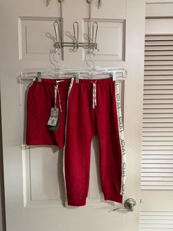 Girls Matching Sweatpants And Shorts Set NWT Size Large Adera Clothes Red - 2 Pc