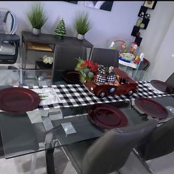 Dining Table ONLY – Chrome Base & Dark Walnut Accent